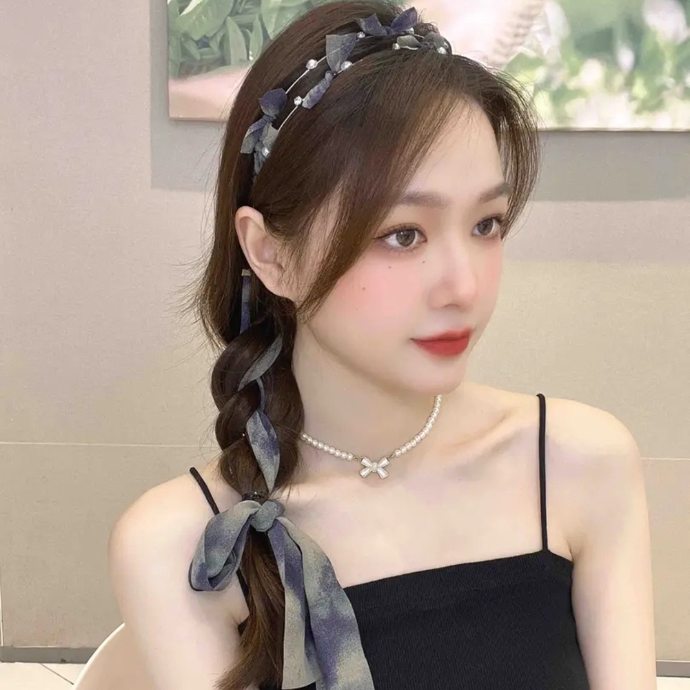 Băng Đô Bện Dây Ruy Băng Dài In Họa Tiết Hoa Thời Trang Hàn Quốc Ngọt Ngào Cho Nữ JP