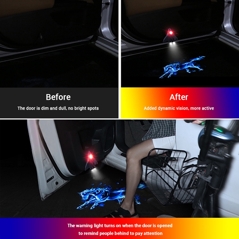 Đèn chiếu laser hình pikachu động gắn cửa xe ô tô cảnh báo an toàn tiện dụng