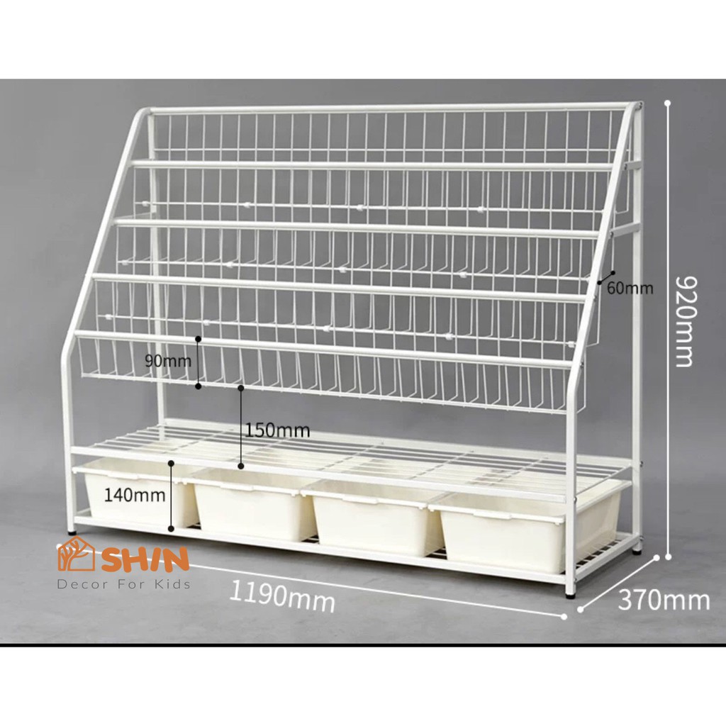 Kệ sách trẻ em kèm kệ đồ đa năng