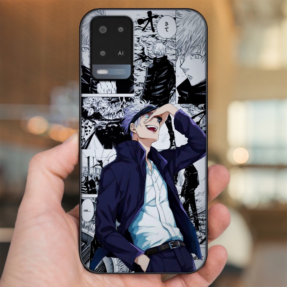 Ốp lưng Oppo A54 4G, A54 5G viền đen in hình Satoru Jujutsu Kaisen
