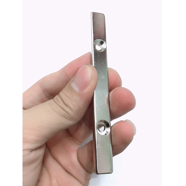 Nam châm siêu mạnh, nam châm đất hiếm có lỗ vát bắt vít kích thước 100x10x5mm