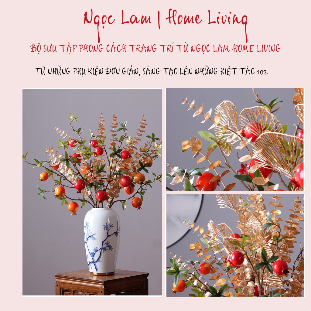 Cành lá dẻ quạt, cành lá tai chuột, cành lá lông công phủ nhũ vàng trang trí decor phòng ngủ, phòng khách, quán cafe