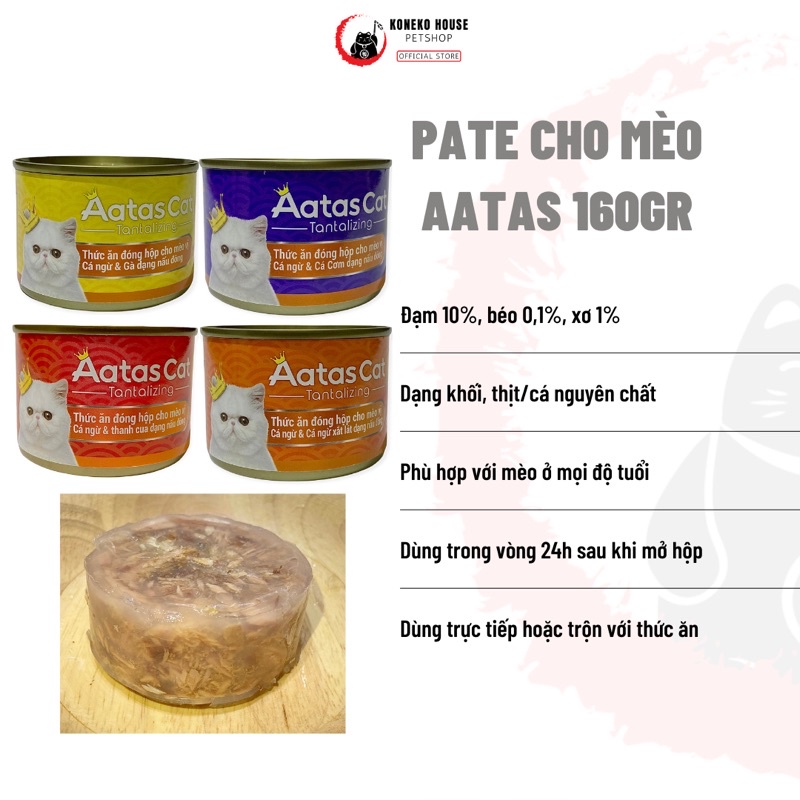 [Bán lẻ] Thức ăn cho mèo - pate Aatas 160gr