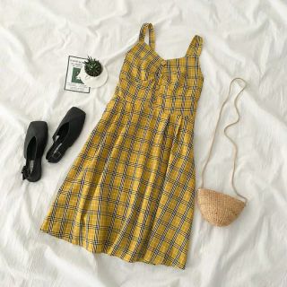 Váy hai dây  kẻ caro order
