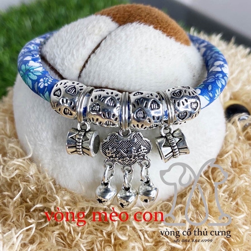 Vòng cổ chuông thổ cẩm cho mèo