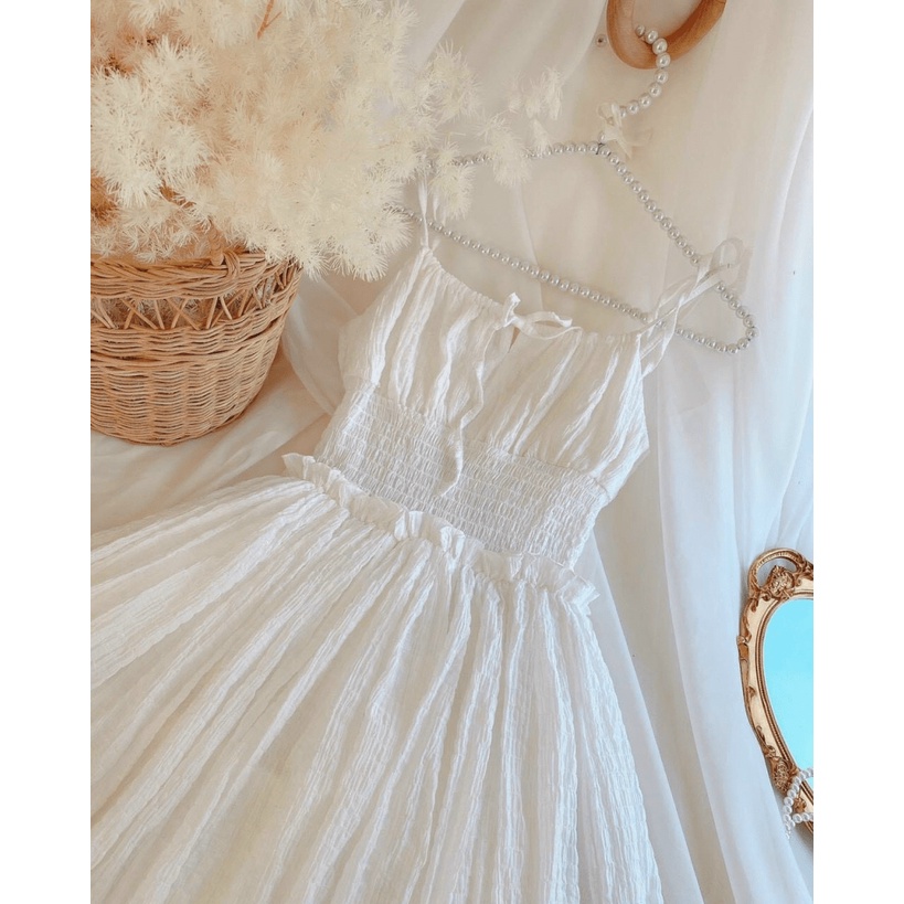 ĐẦM XỐP 2 DÂY DÁNG MAXI TÔN DA NÕN NÀ XINH NHƯ CÔNG CHÚA