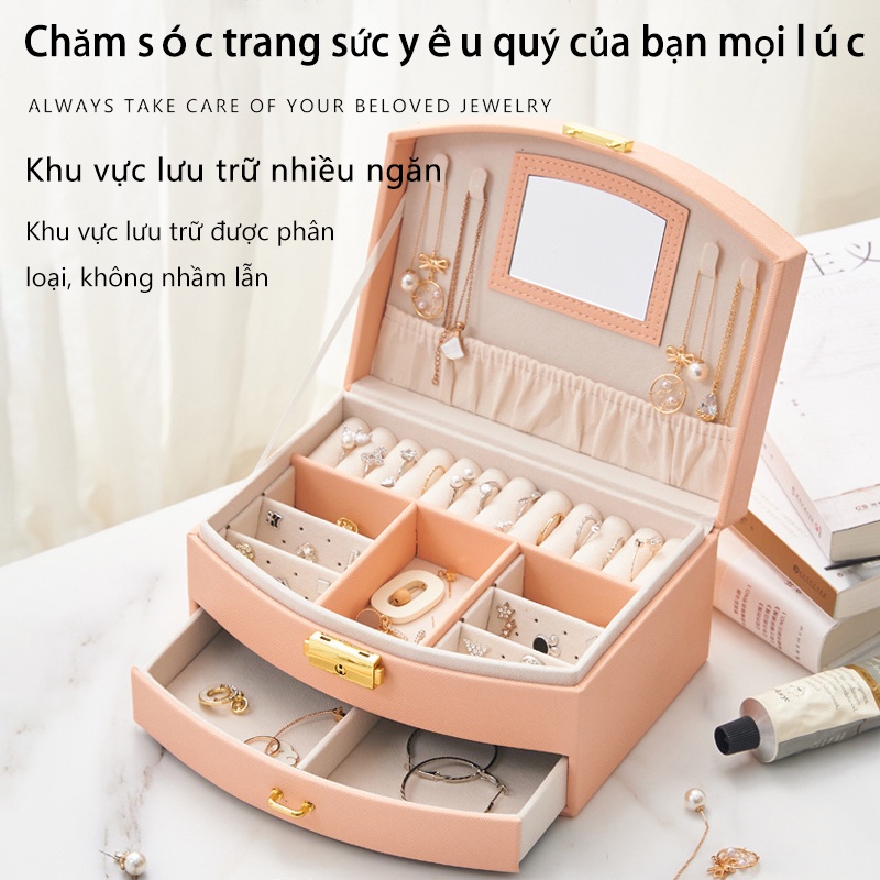 Hộp đựng đồ trang sức khuyên tai, lắc tay, vòng tay. Hộp cất đồ trang sức chống oxy hóa - YA33