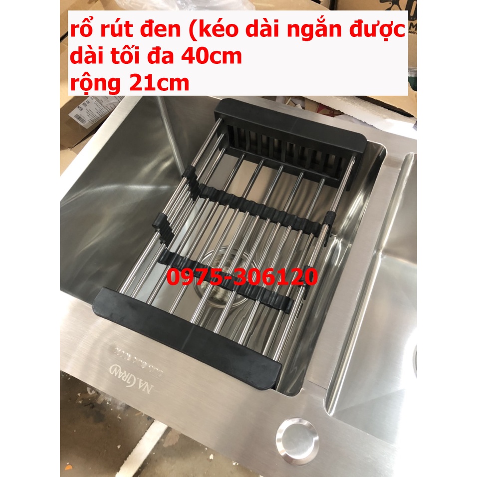 Khay Rổ Rút Đa Năng Đựng Trái Cây Thực Phẩm 100% INOX HÀNG ĐÁNH BÓNG ĐẸP KÉO DÀI LẮP VỪA CÁC CHẬU