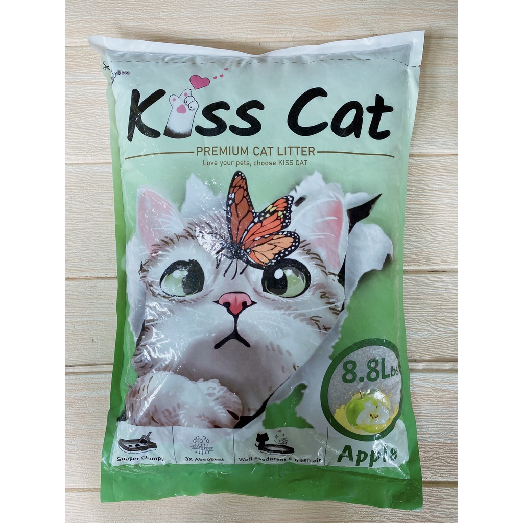Cát vệ sinh cho mèo Kiss cat siêu thấm hút và siêu vón cục 8.8L 4kg