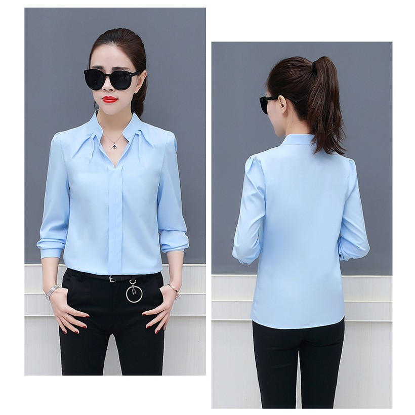 Áo voan dài tay kiểu dáng công sở thanh lịch dành cho nữ | BigBuy360 - bigbuy360.vn