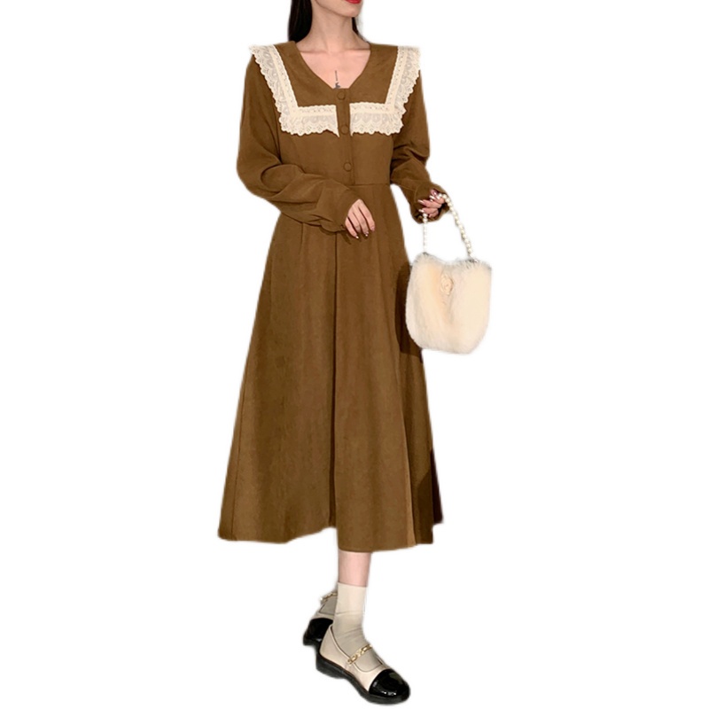 Đầm Nhung Thời Trang Retro Hàn Quốc Dành Cho Nữ