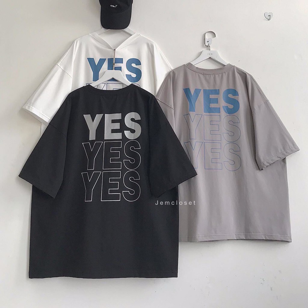 Áo thun unisex nam nữ tay lỡ YES ETS basic đơn giản siêu đẹp cực dễ phối đồ dáng rộng oversize ba màu siêu độc
