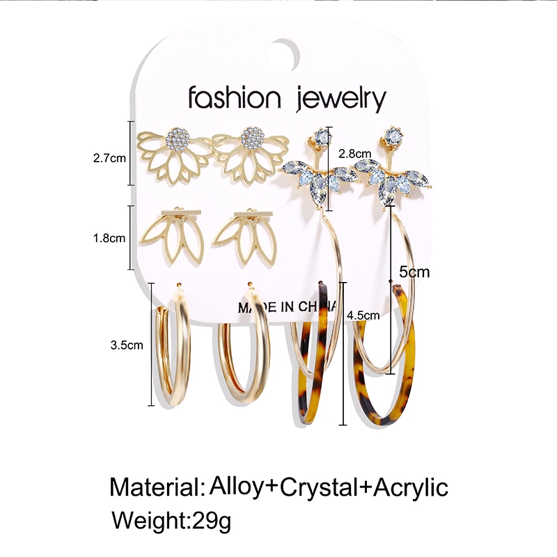 Bộ 6 khuyên tai nhiều kiểu dáng xinh xắn thời trang cho nữ