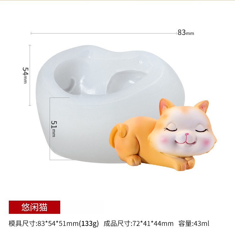Khuôn Silicone Tạo Hình Mèo Ba Chiều DIY Trang Trí Bánh