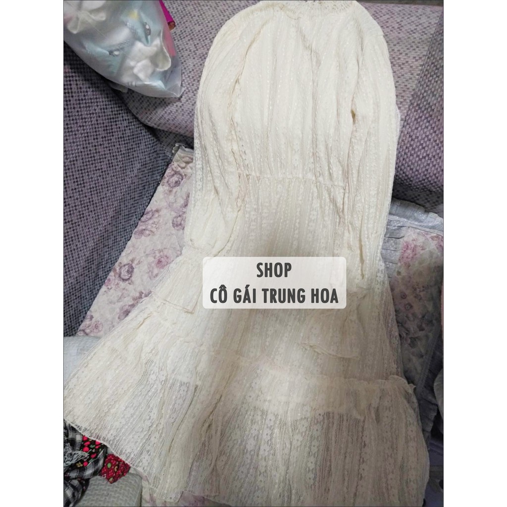 Váy/Đầm ren xòe hai lớp tiểu thư dáng dài qua gối