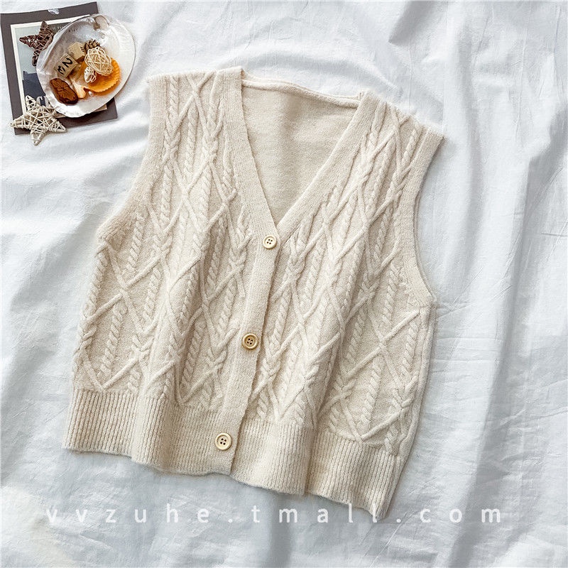 Áo Len Không Tay Thiết Kế Mới Thời Trang Mùa Thu Theo Phong Cách Retro Cho Nữ