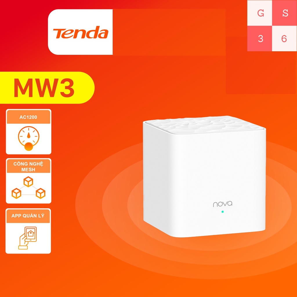 Hệ Thống wifi Mesh Cho Gia Đình Tenda Nova MW3 Chuẩn AC1200 (1-pack)-Hàng Chính Hãng