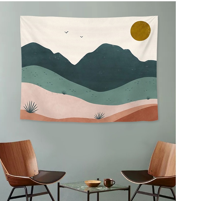 Ins style tấm thảm treo tường mềm trang trí nội thất chăn treo tường phong cách nhật bản 100 * 75cm tấm thảm màu morandi mandala vải treo tường