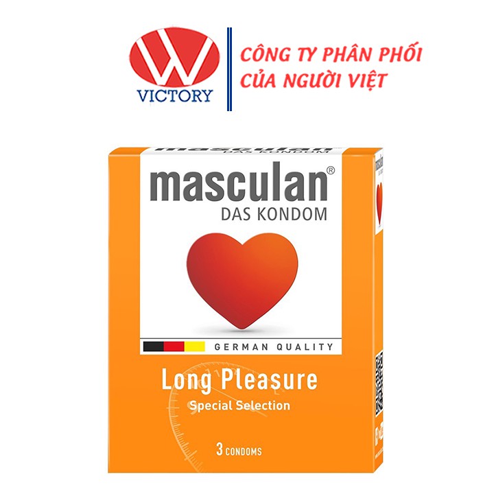 Bao Cao Su Masculan Long Pleasure Special Selection (Masculan Cam) - Kéo dài thời gian – Hộp 3 cái - Victorypharmacy