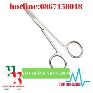 Kéo y tế thẳng nhọn 20cm - kéo cắt chỉ