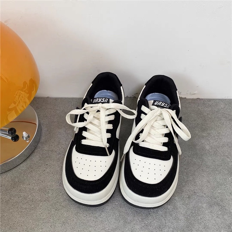 Giày thể thao nữ phối màu đen nâu cá tính