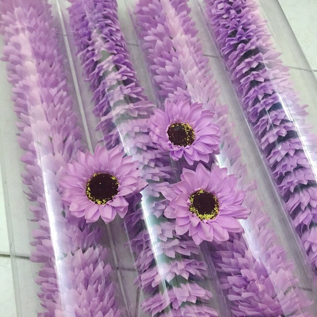 Hoa sáp hướng dương tím ống 25 bông