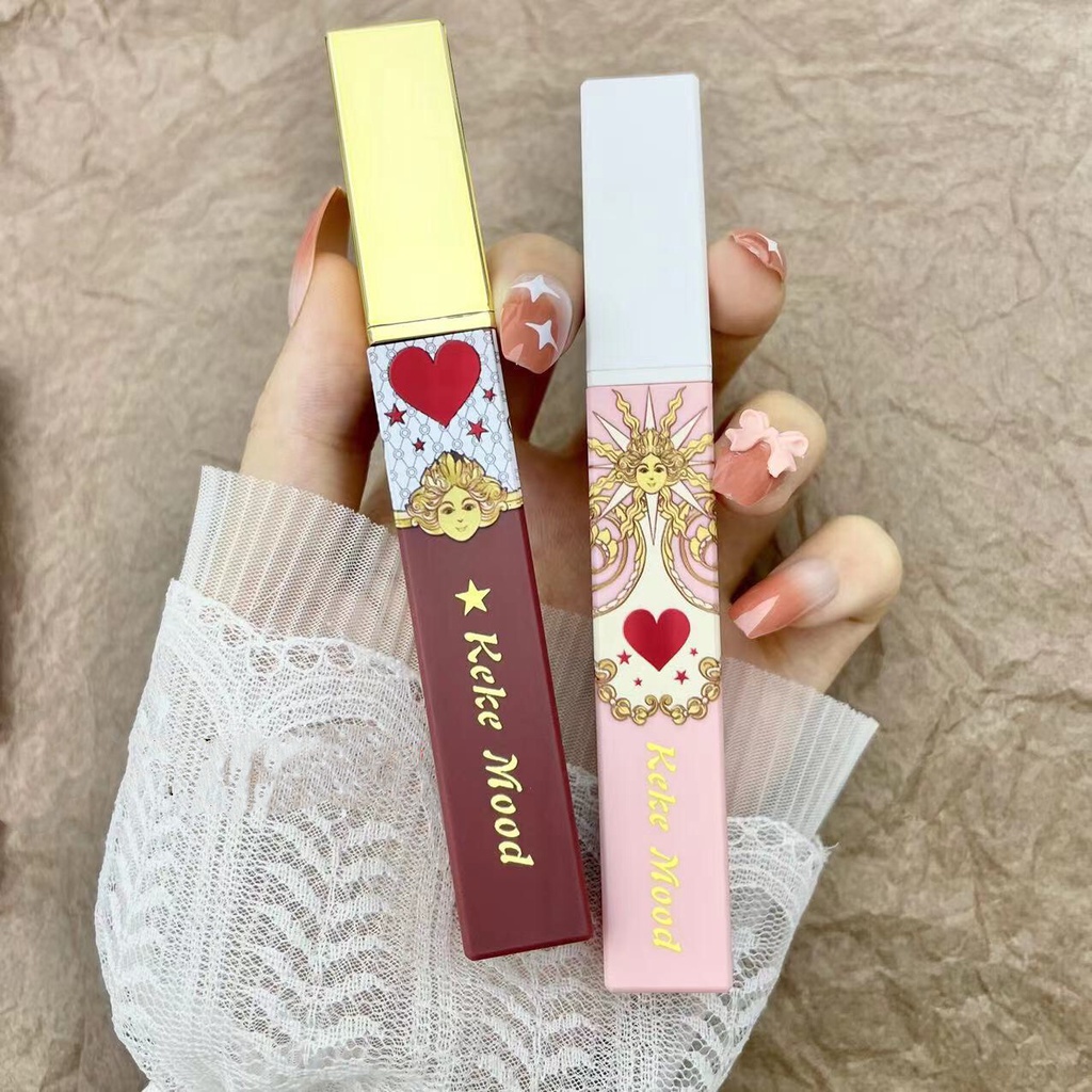 Son kem lì mặt trời KEKE MOOD mềm mịn như nhung lâu trôi Huatian Semimoon Velvet Fog Feeling Lip Glaze KEKE03