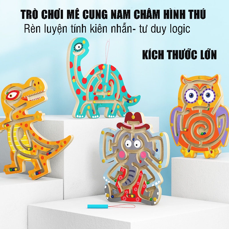 Mê cung nam châm gỗ, đồ chơi an toàn rèn luyện tính tập trung kiên nhẫn, khéo léo chính xác, tư duy logic