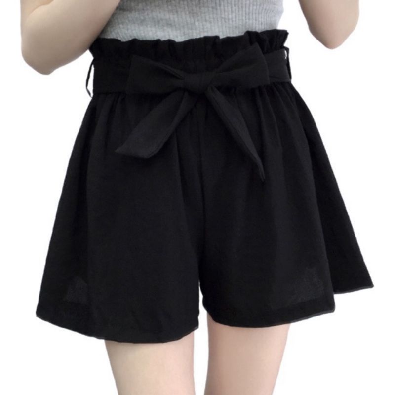 Quần đùi nữ quần giả váy lưng thun cột nơ xinh xắn mịn màng thoáng mát thời trang(Size từ 35-75kg)
