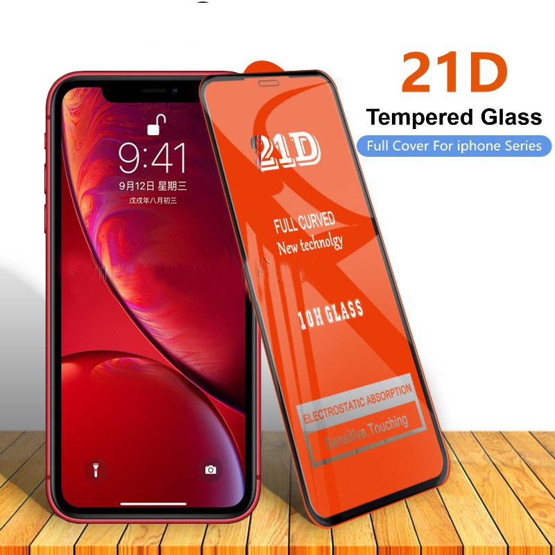Kính Cường Lực Full Màn 21D Cho Iphone 15 14 13 12 Mini 11 Pro Xs Max X Xr Se 2020 8 7 6 6s Plus
