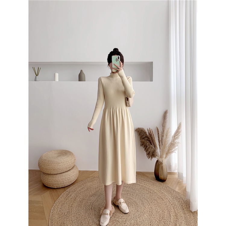 Đầm sweater Dệt Kim Cổ Lọ Thời Trang Thu Đông Hàn Quốc Mới 2022