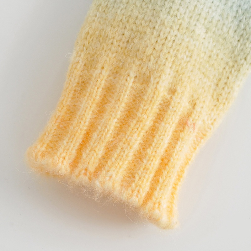 Áo Khoác Cardigan Dệt Kim Tay Dài Cổ Chữ V Phối Nút Màu Cầu Vồng Xinh Xắn Cho Nữ