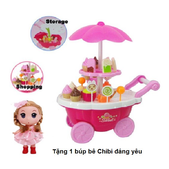Xe kem quay 360 độ(tặng 1 búp bê chibi đáng yêu)