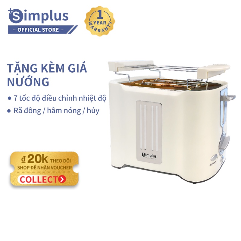 Máy nướng bánh mì Simplus 750W chiếc máy làm đồ ăn sáng đa năng áp suất nhỏ tự động