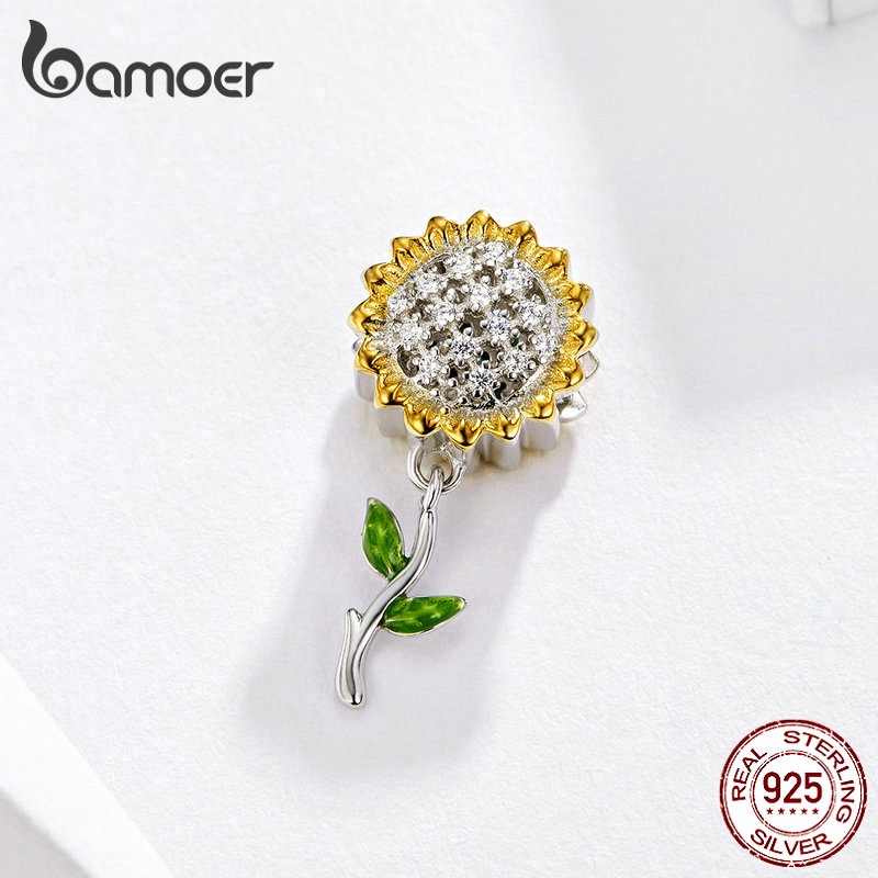 Hạt Charm BAMOER Hình Bông Hoa Hướng Dương Diy