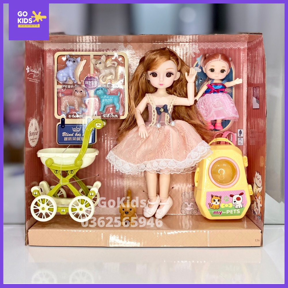 [Mã LIFE0503TOYS1 giảm 10% đơn 150k] [Hot] Búp bê chị em gái kèm phụ kiện thú cưng dễ thương cho bé