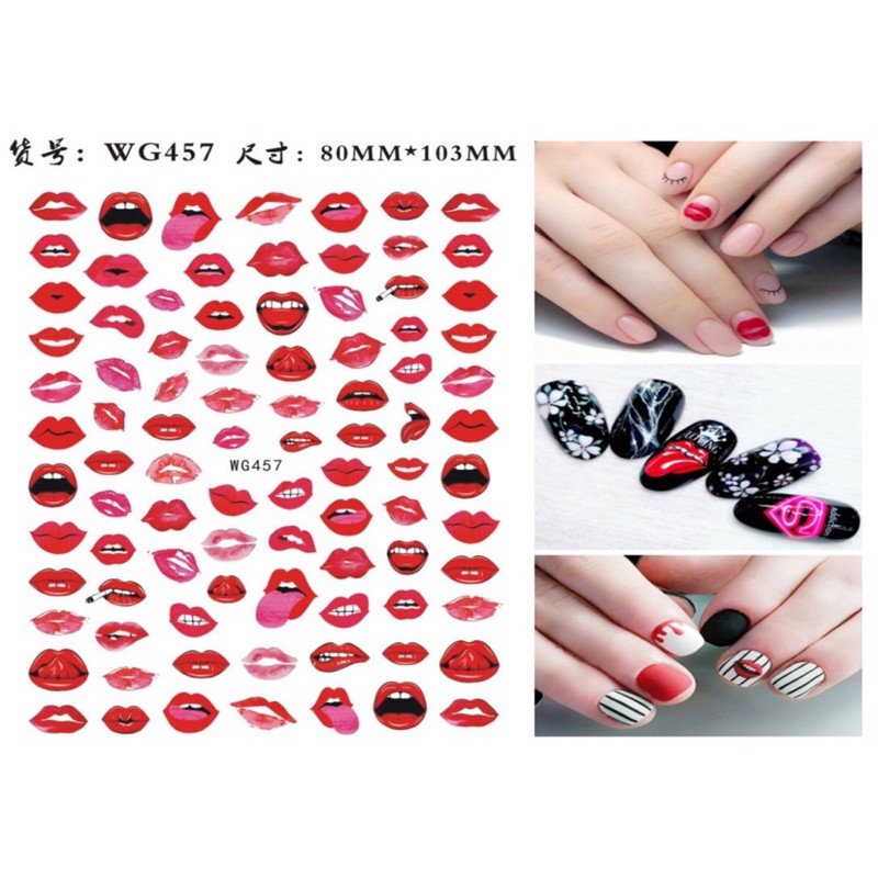 sticker hình môi dán móng tay nail mẫu mới