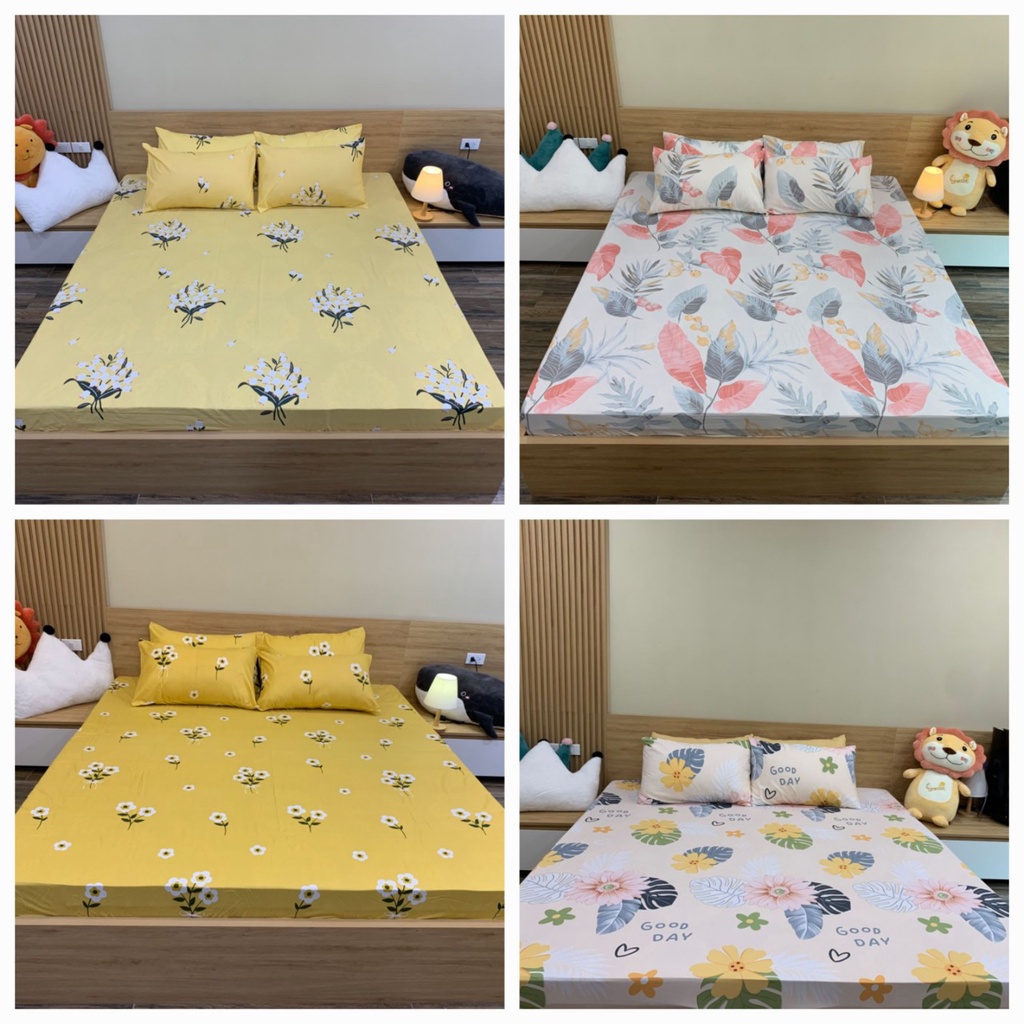 Bộ ga gối vỏ ôm 4 món poly cotton hàng loại 1