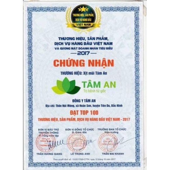 [SẢN PHẨM CHÍNH HÃNG] XỊT XOANG CAO CẤP TÂM AN VIÊM XOANG,VIÊM MŨI