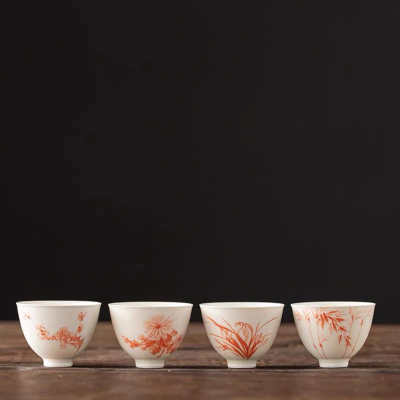 Chén uống trà sứ phấn thái-chén uống trà đẹp