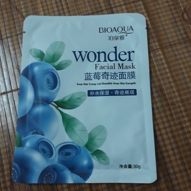 [RẺ VÔ ĐỊCH]Mặt nạ giấy dưỡng da mụn cấp ẩm thải độc việt quất Wonder Facial Mask BIOAQUA