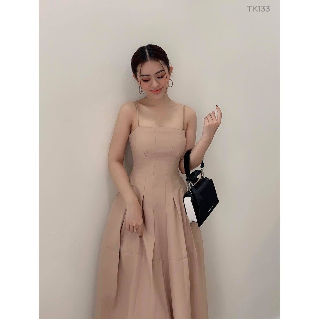 [HÀNG THIẾT KẾ CAO CẤP] Đầm Hai Dây Xòe Tôn Dáng Đi Tiệc Sang Trọng Màu Đen Form Dài | BigBuy360 - bigbuy360.vn