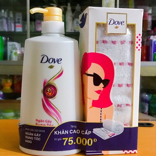 Dầu gội Dove ngăn ngừa tóc gãy rụng 640g tặng kèm khăn tắm lớn trị giá 75.000