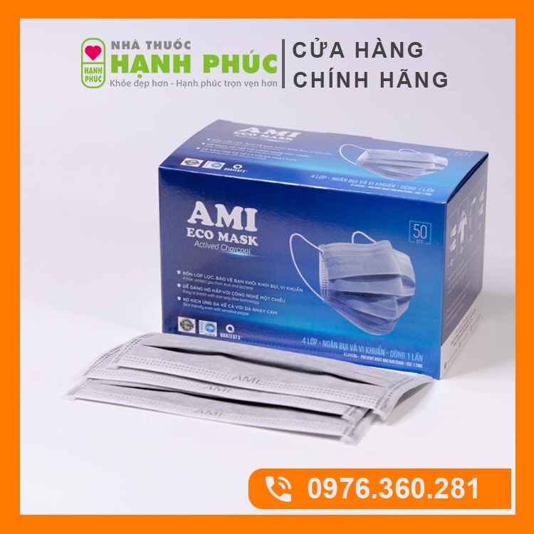 Khẩu Trang Kháng Khuẩn AMI 4 Lớp Dày Dặn, Hàng Chính Hãng, Hộp 50 chiếc | WebRaoVat - webraovat.net.vn