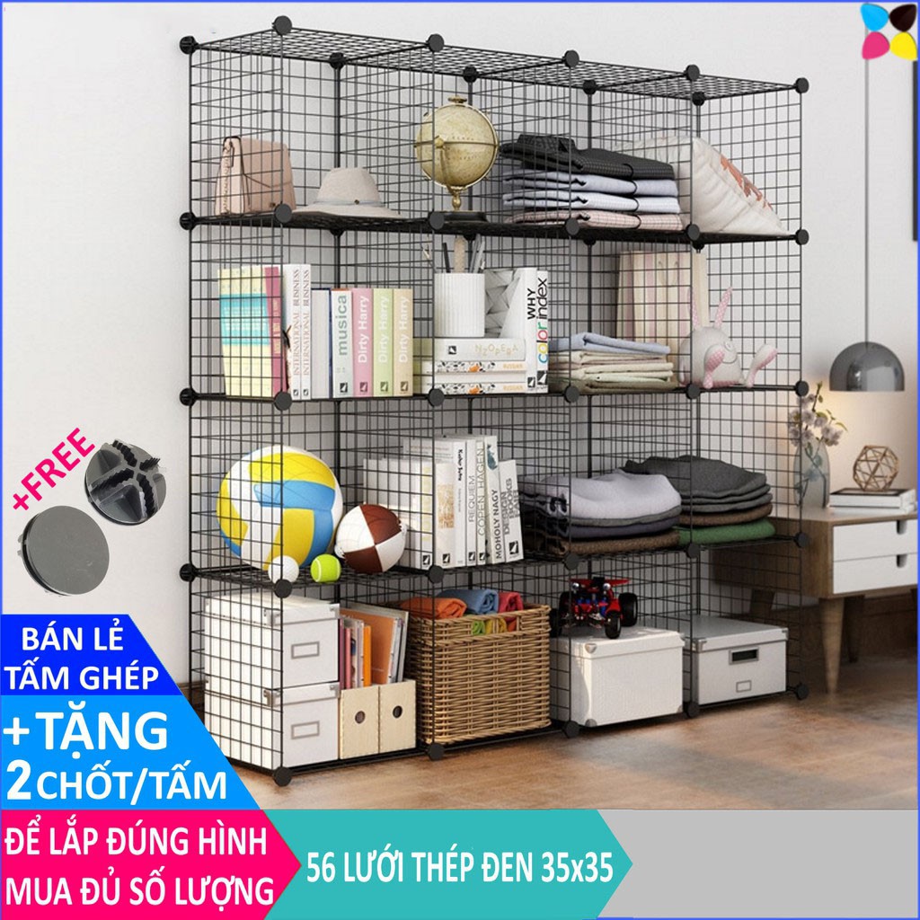 Khung lưới sắt trang trí treo tường derco lắp kệ màu đen làm kệ đa năng thông minh gia dụng Tachi Store