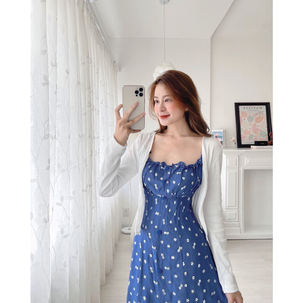 Đầm midi 2 dây kèm áo khoác siêu hot - Rossy Fashion