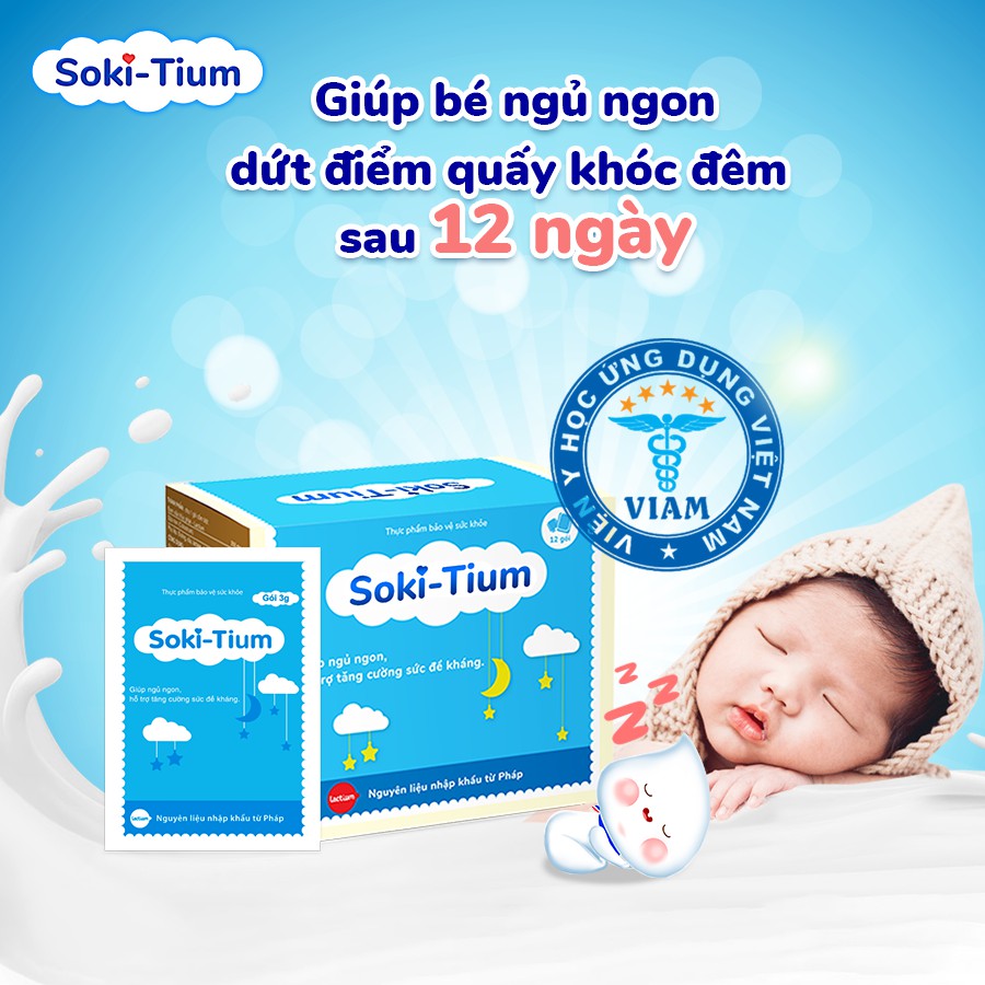 Combo 2 hộp Soki Tium sữa ngủ ngon cho bé, hàng nhập khẩu nguyên liệu Pháp