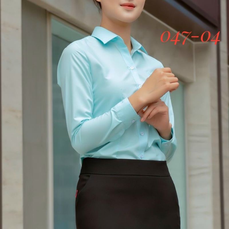 Áo Thái Hòa màu xanh ngọc nhã nhặn 047-04-01