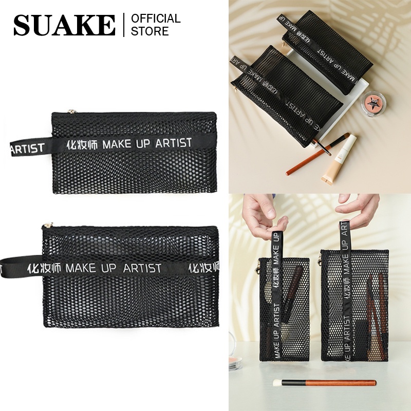 Túi đựng cọ trang điểm SUAKE màu đen nhỏ gọn thời trang dùng khi đi du lịch