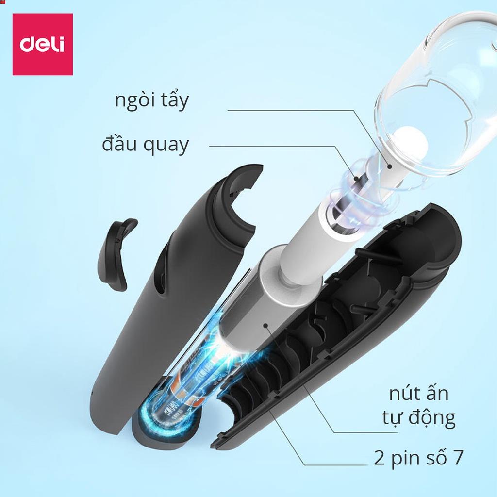 Bút tẩy điện Deli - Đánh bóng tranh vẽ, tẩy góc cạnh 2 kích thước khác nhau gồm 20 lõi tẩy thay thế